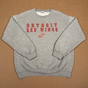 Vintage Detroit Red Wings NHL Hockey Gray Crewnek Sweatshirt Size Large